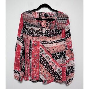 Boho Luxe Patchwork Peasant Top Size Medium Bandana Print‎ Festival Prairie Chic